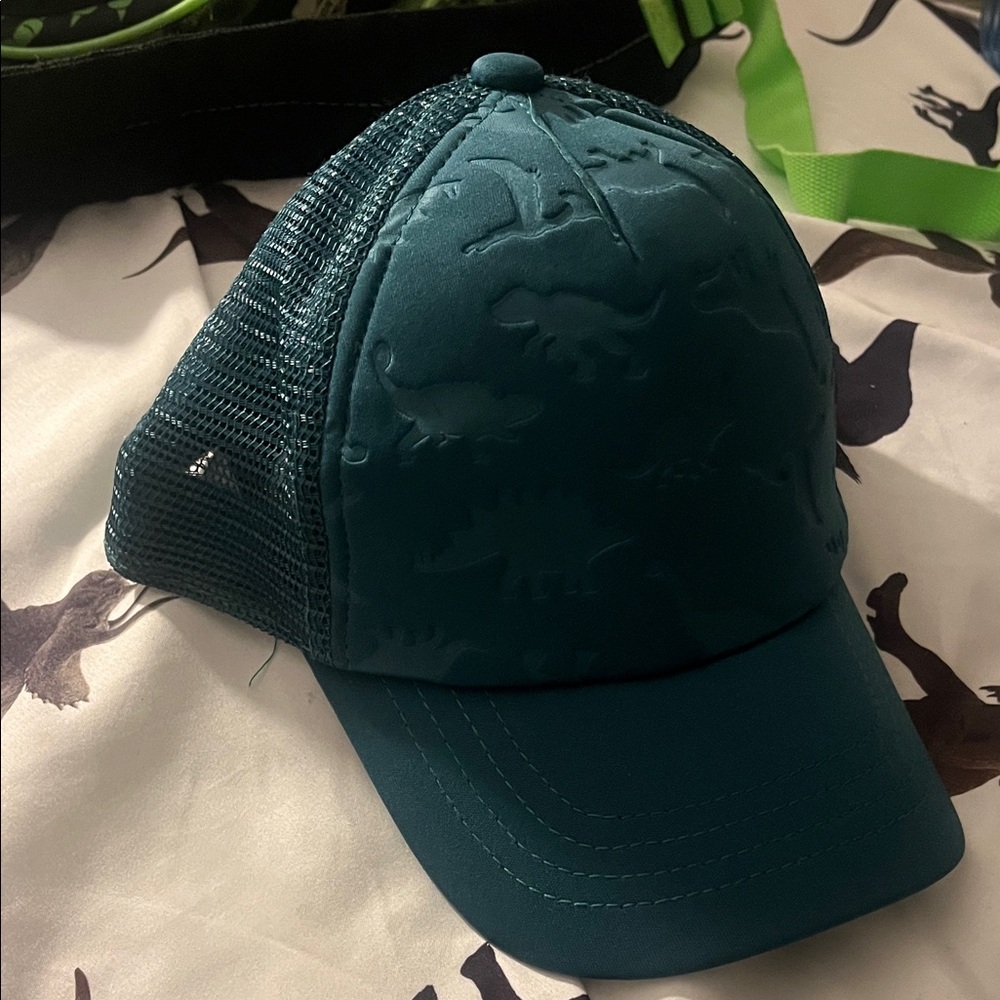 Dinosaur Designs Teal Dinosaur Mesh Trucker Hat